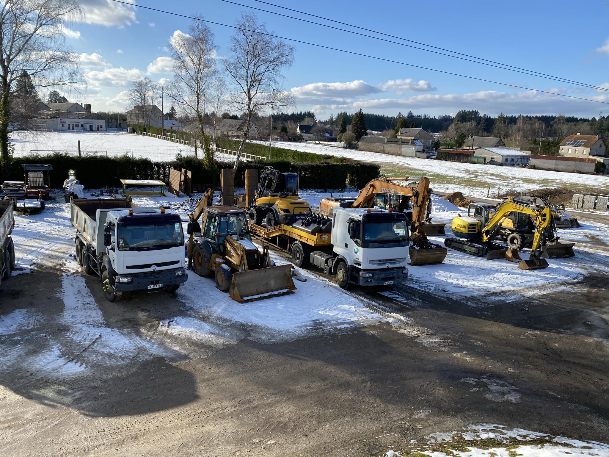 Photo parc véhicule sous neige